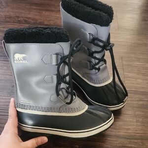 Sorel Kids Gray and Black Waterproof Boots